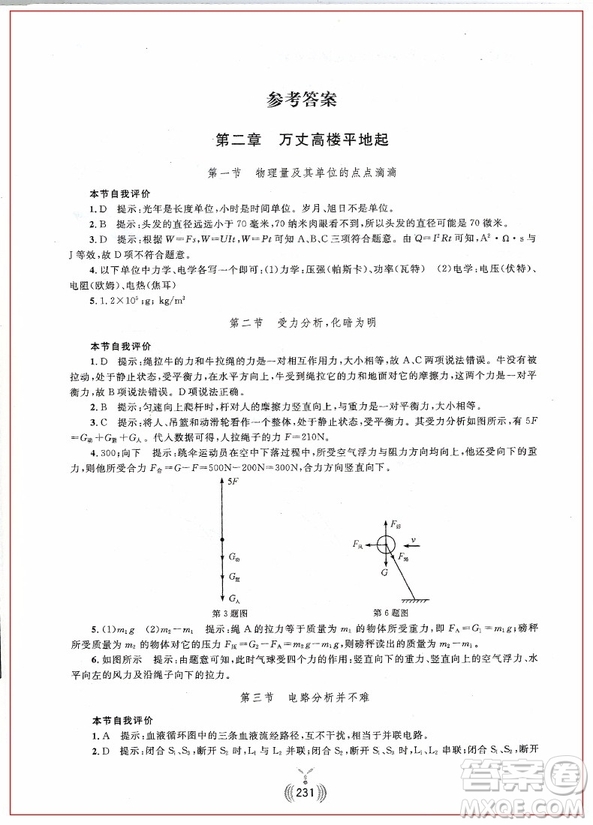 2018年直達高中名校初中物理是這樣學(xué)好的參考答案