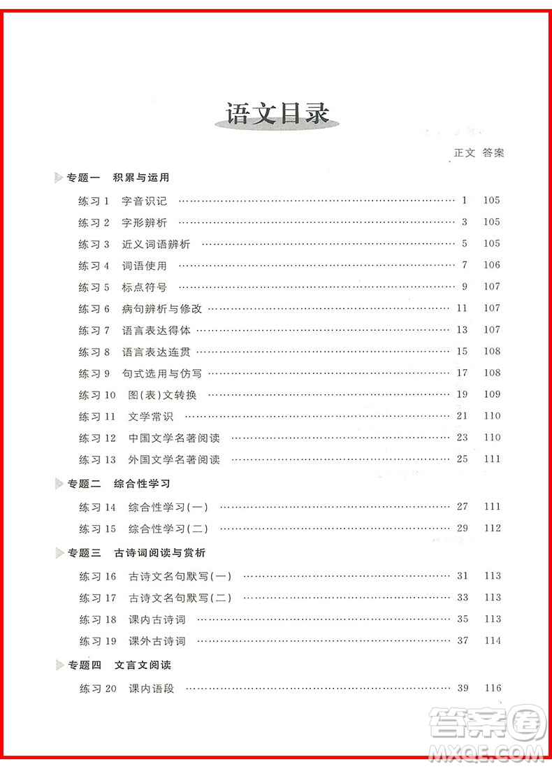 2019年初中語文中考真題隨時練參考答案
