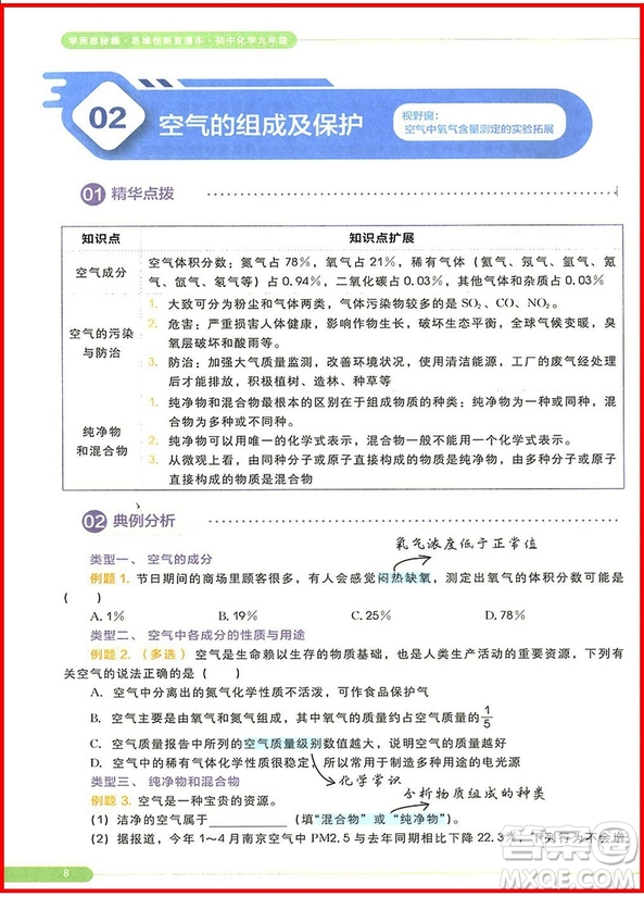 2018年思維創(chuàng)新直通車(chē)初中化學(xué)九年級(jí)全一冊(cè)參考答案