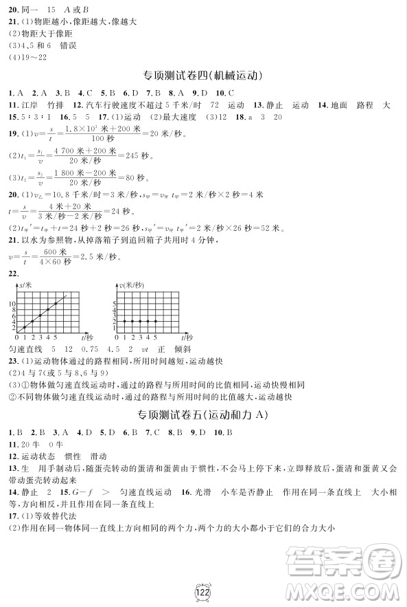 2018年金試卷八年級(jí)上冊(cè)物理參考答案