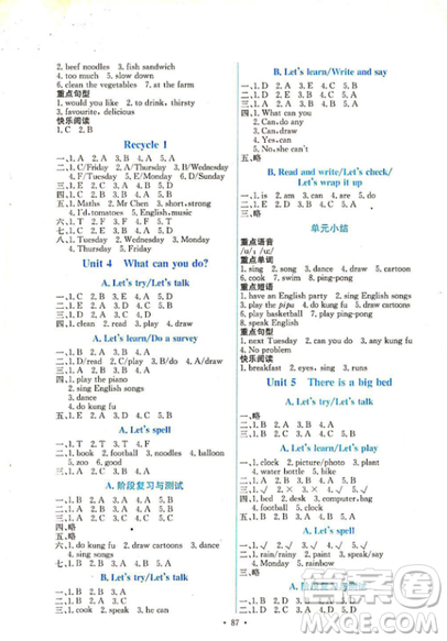 2018版能力培養(yǎng)與測(cè)試五年級(jí)上冊(cè)英語PEP人教版答案
