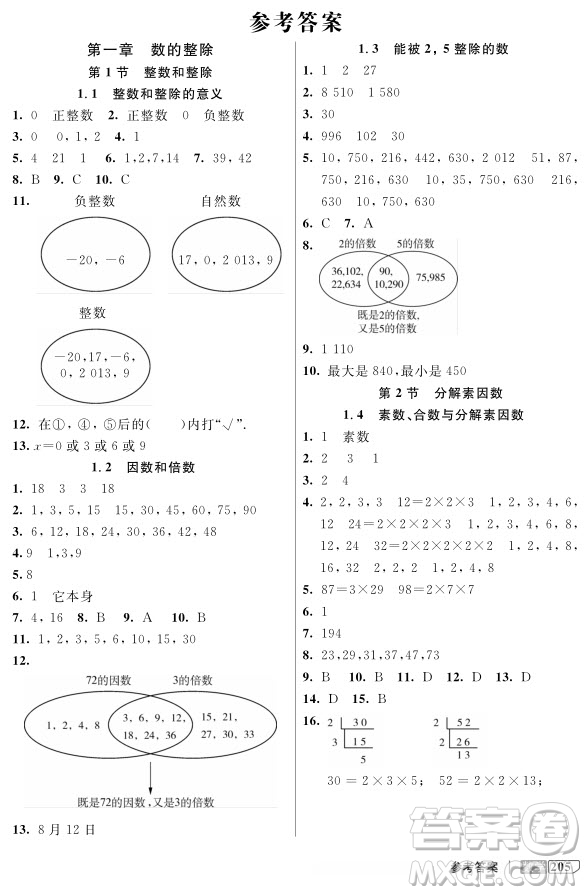 2018年鐘書金牌新教材全解六年級(jí)上數(shù)學(xué)參考答案