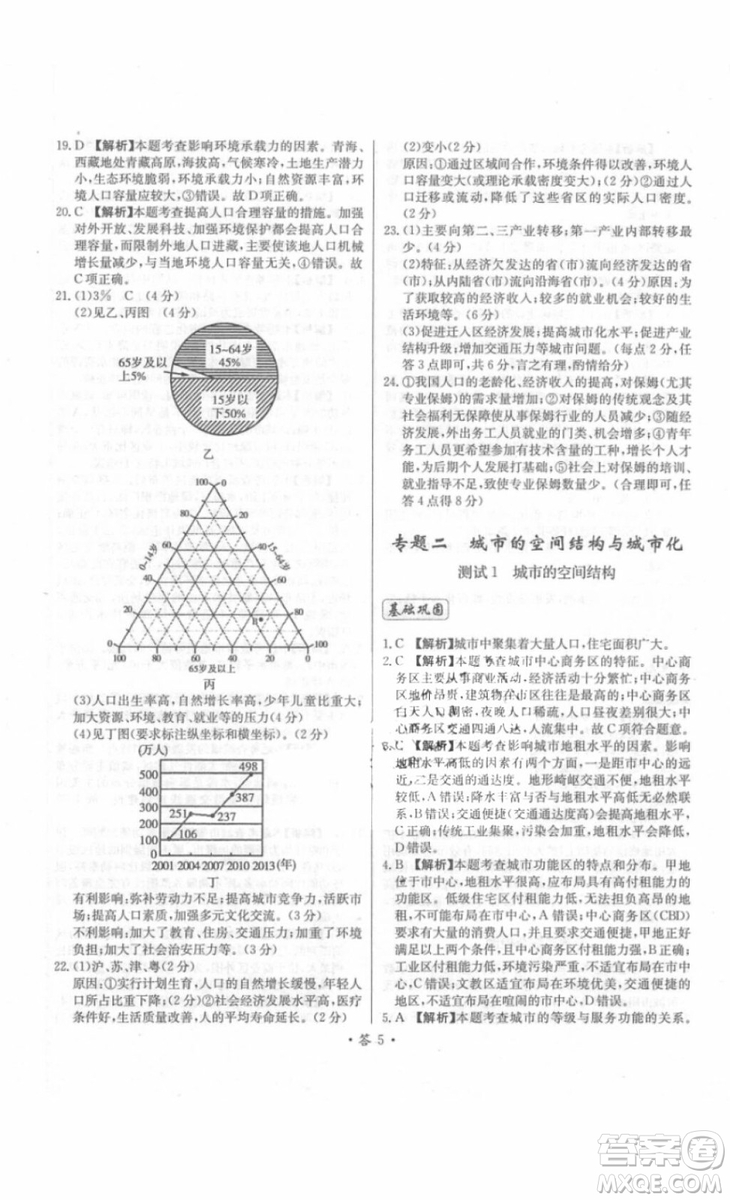 2018年對接高考單元專題測試卷地理必修2中圖版參考答案