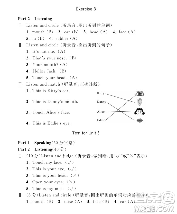 2018年鐘書金牌上海作業(yè)英語N版1年級上參考答案