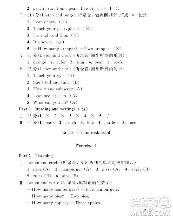 2018年鐘書金牌上海作業(yè)英語N版1年級上參考答案