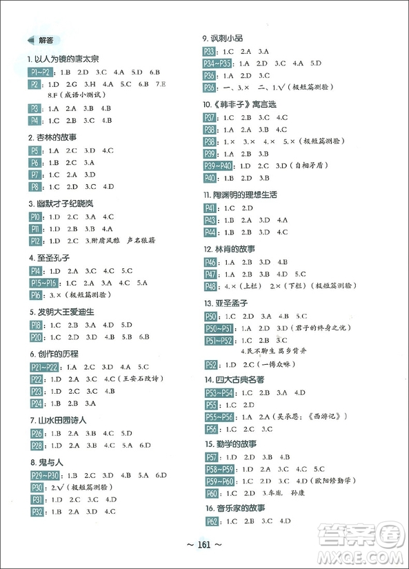 2018年中學(xué)生每日一文2八年級(jí)語文參考答案
