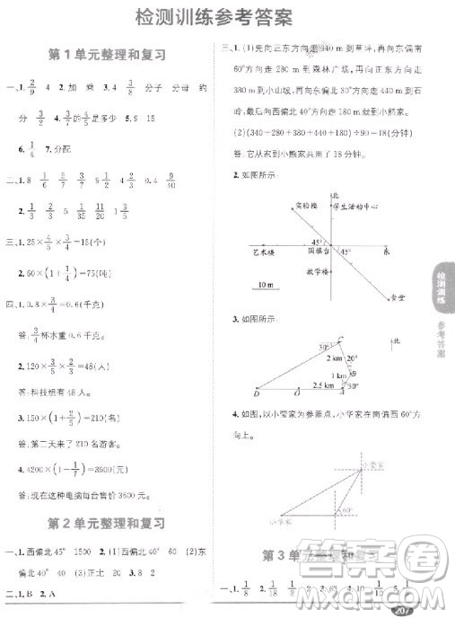2018秋教材1+1六年級(jí)上冊(cè)數(shù)學(xué)人教版參考答案