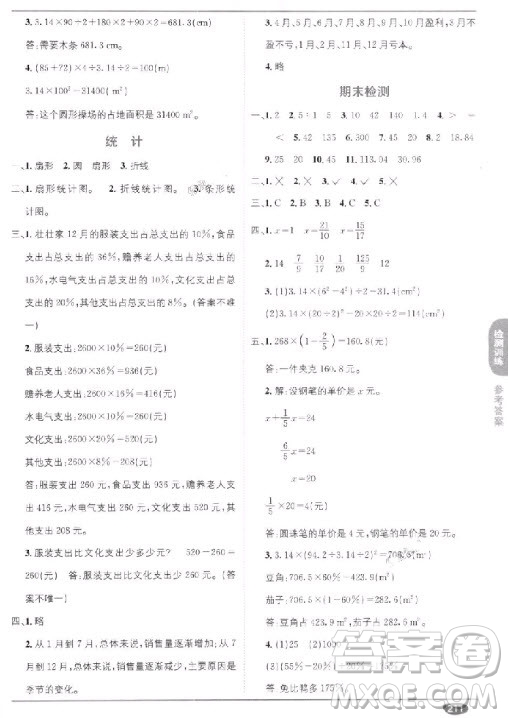 2018秋教材1+1六年級(jí)上冊(cè)數(shù)學(xué)人教版參考答案