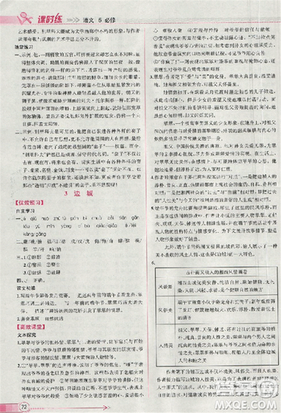 2018人教版同步導(dǎo)學(xué)案課時(shí)練語(yǔ)文必修5參考答案