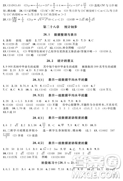 2018全新修訂版鐘書(shū)金牌上海作業(yè)九年級(jí)上數(shù)學(xué)參考答案