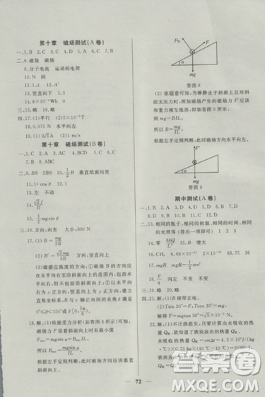 2018鐘書金牌金牌教練高二物理上冊參考答案