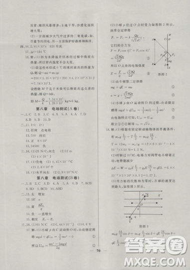 2018鐘書金牌金牌教練高二物理上冊參考答案