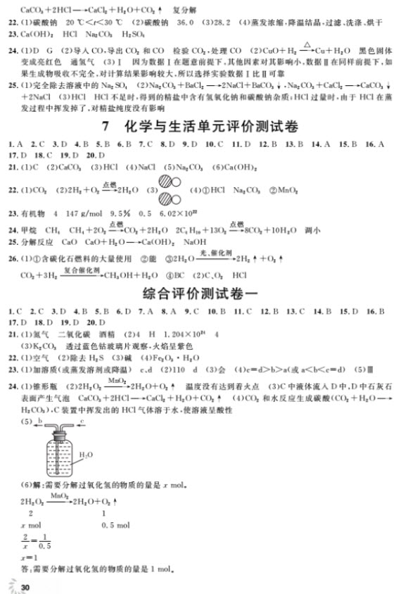 2018全新修訂版鐘書金牌上海作業(yè)九年級(jí)上化學(xué)參考答案