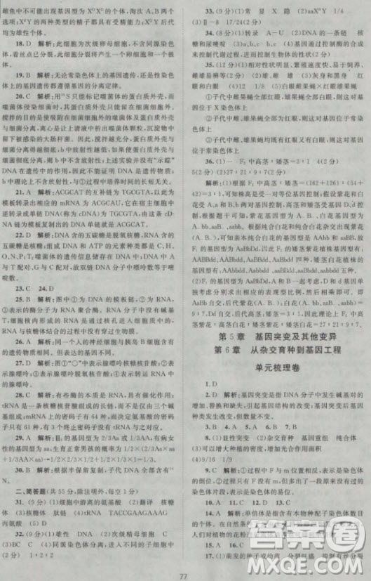 新版2018新課標(biāo)單元測試卷高中生物必修2人教版參考答案