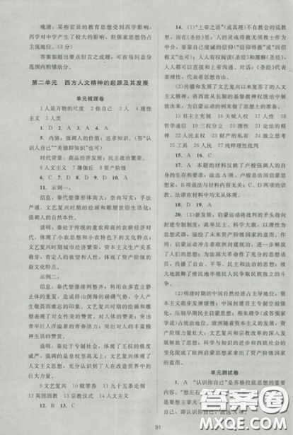 2018新課標(biāo)單元測試卷人教版高中歷史必修3參考答案