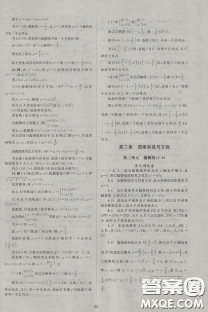 2018新課標單元測試卷人教版高中數(shù)學選修2-1參考答案