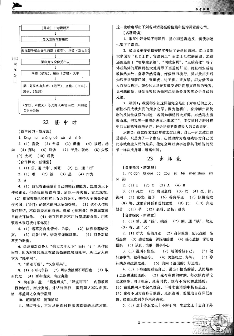 2018金牌學(xué)案南方新課堂九年級語文上冊人教版參考答案
