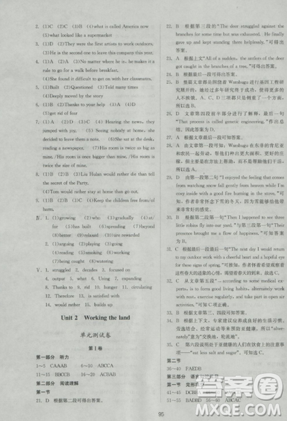 2018新課標(biāo)單元測(cè)試卷人教版高中英語(yǔ)必修4參考答案