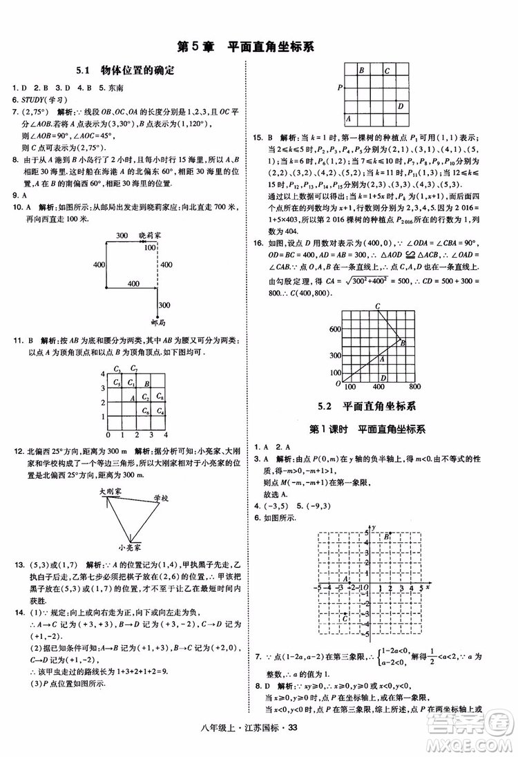 2018秋學(xué)霸題中題數(shù)學(xué)八年級上冊蘇科版江蘇國標(biāo)參考答案