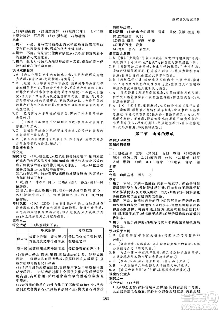 2019創(chuàng)新設(shè)計課堂講義人教版高中地理必修1參考答案