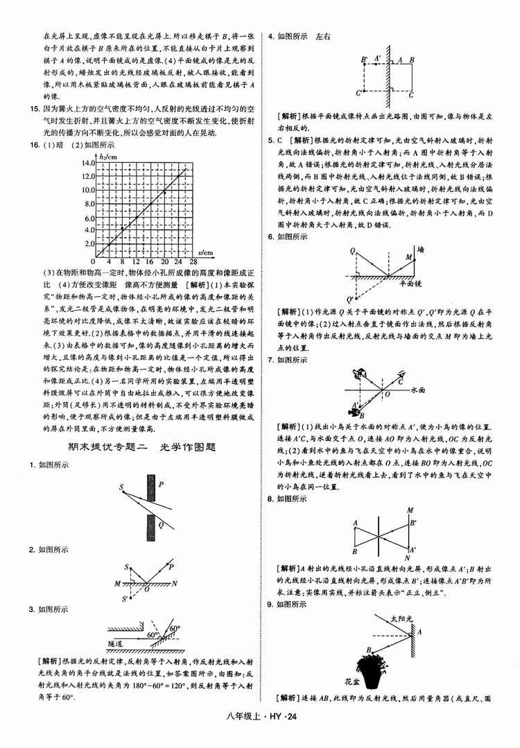 2018秋新版經(jīng)綸學典學霸題中題八年級物理上冊HY滬粵版參考答案