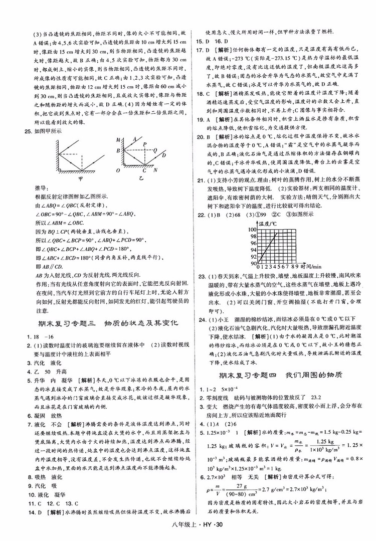 2018秋新版經(jīng)綸學典學霸題中題八年級物理上冊HY滬粵版參考答案