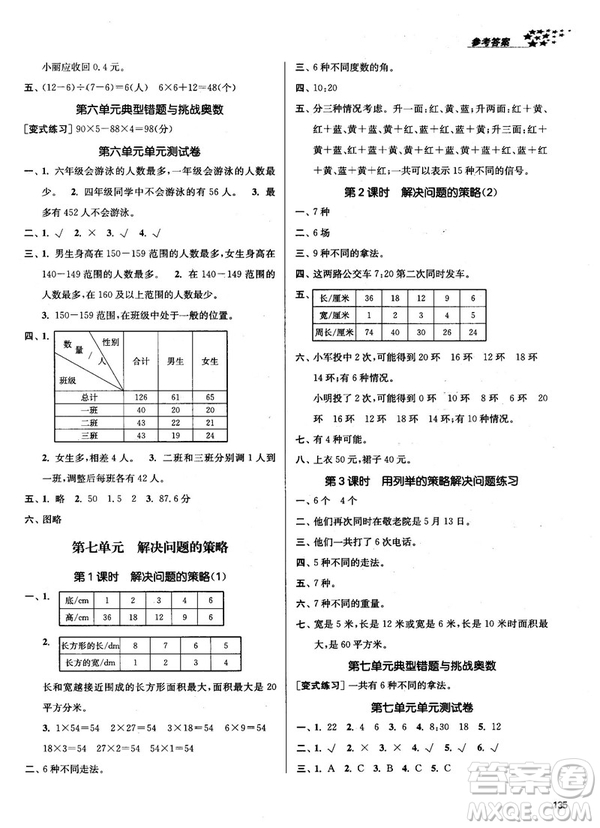 2018秋金3練課堂作業(yè)實(shí)驗(yàn)提高訓(xùn)練五年級上冊數(shù)學(xué)新課標(biāo)江蘇版答案