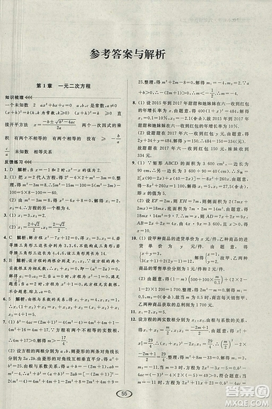 亮點(diǎn)給力提優(yōu)課時作業(yè)本2018秋數(shù)學(xué)九年級上江蘇版參考答案