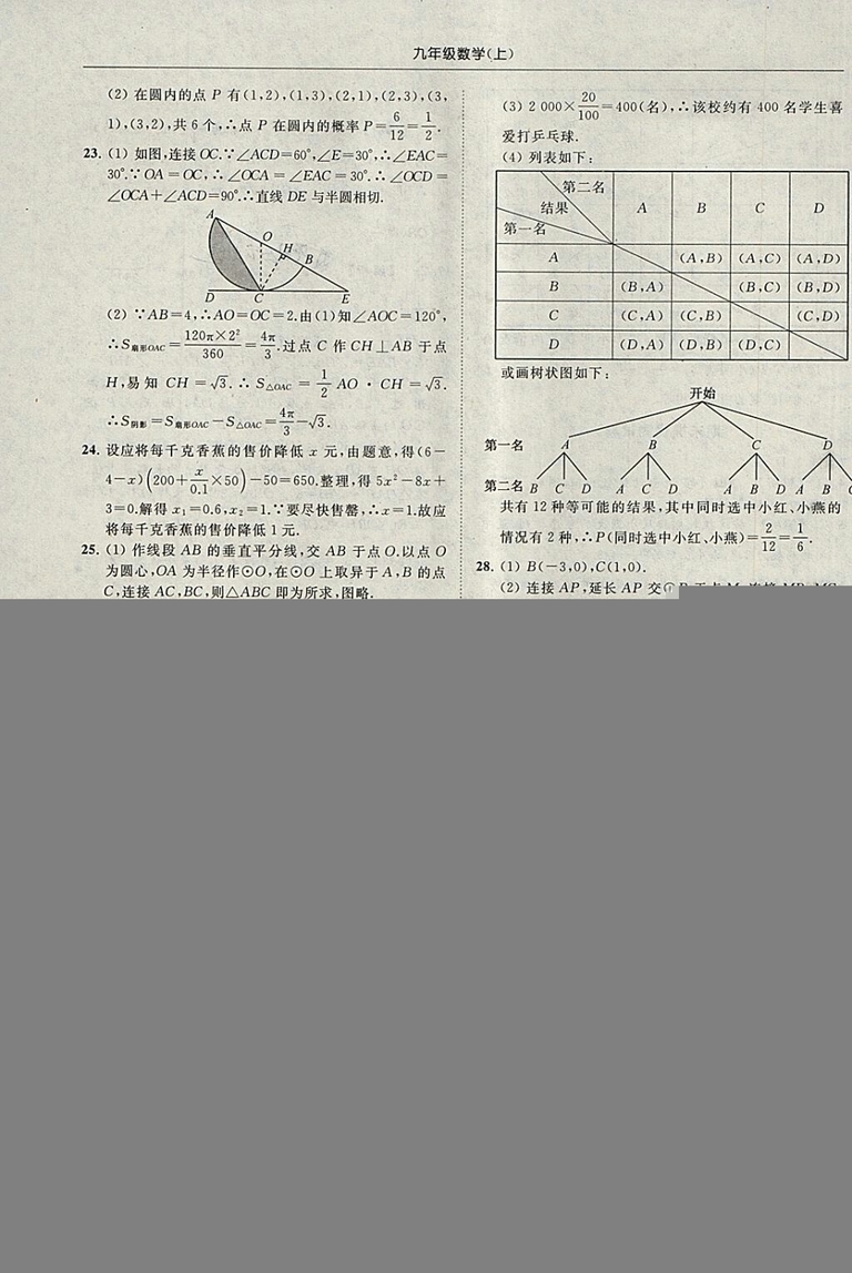 亮點(diǎn)給力提優(yōu)課時作業(yè)本2018秋數(shù)學(xué)九年級上江蘇版參考答案