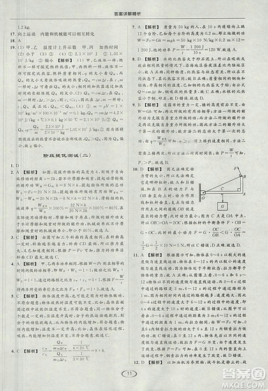 亮點(diǎn)給力提優(yōu)課時(shí)作業(yè)本2018年九年級(jí)物理上冊(cè)江蘇版參考答案