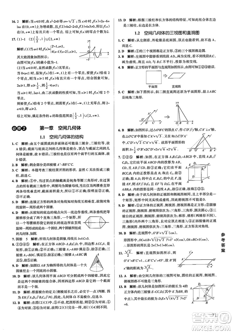 2019PASS綠卡圖書(shū)學(xué)霸錯(cuò)題筆記高中數(shù)學(xué)參考答案