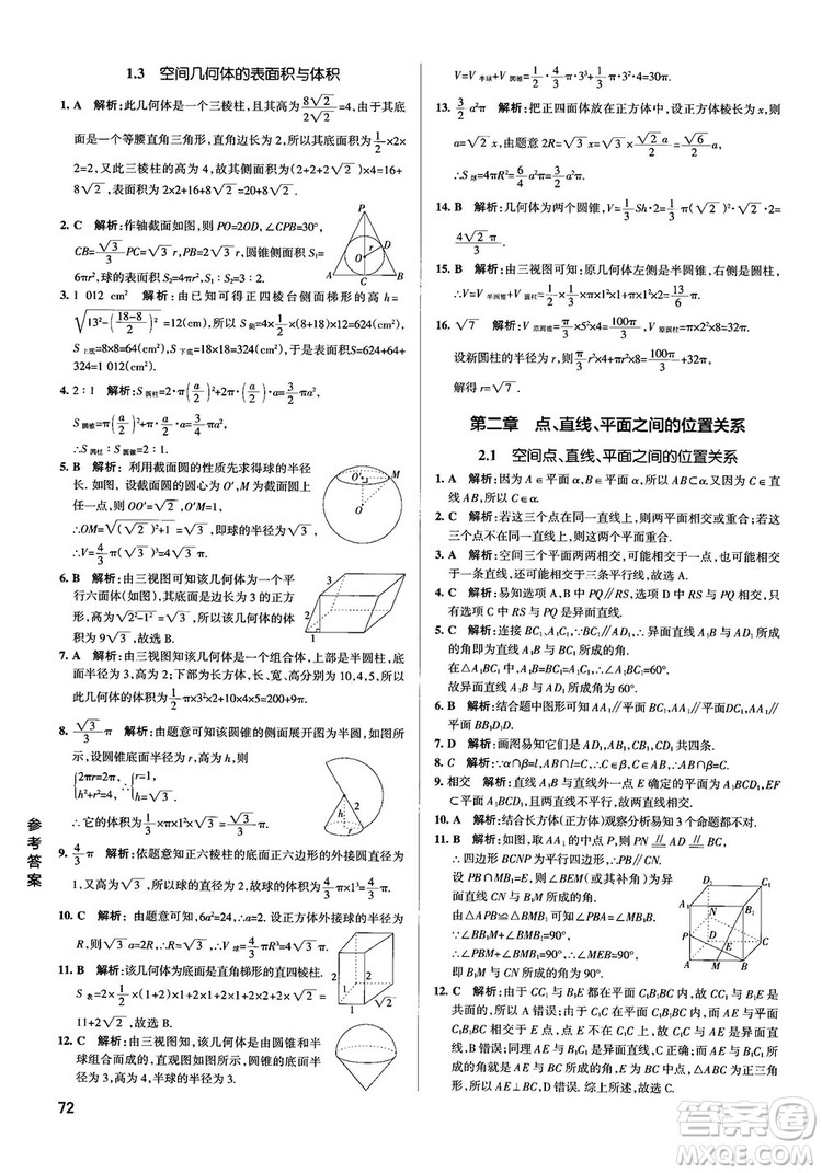 2019PASS綠卡圖書(shū)學(xué)霸錯(cuò)題筆記高中數(shù)學(xué)參考答案