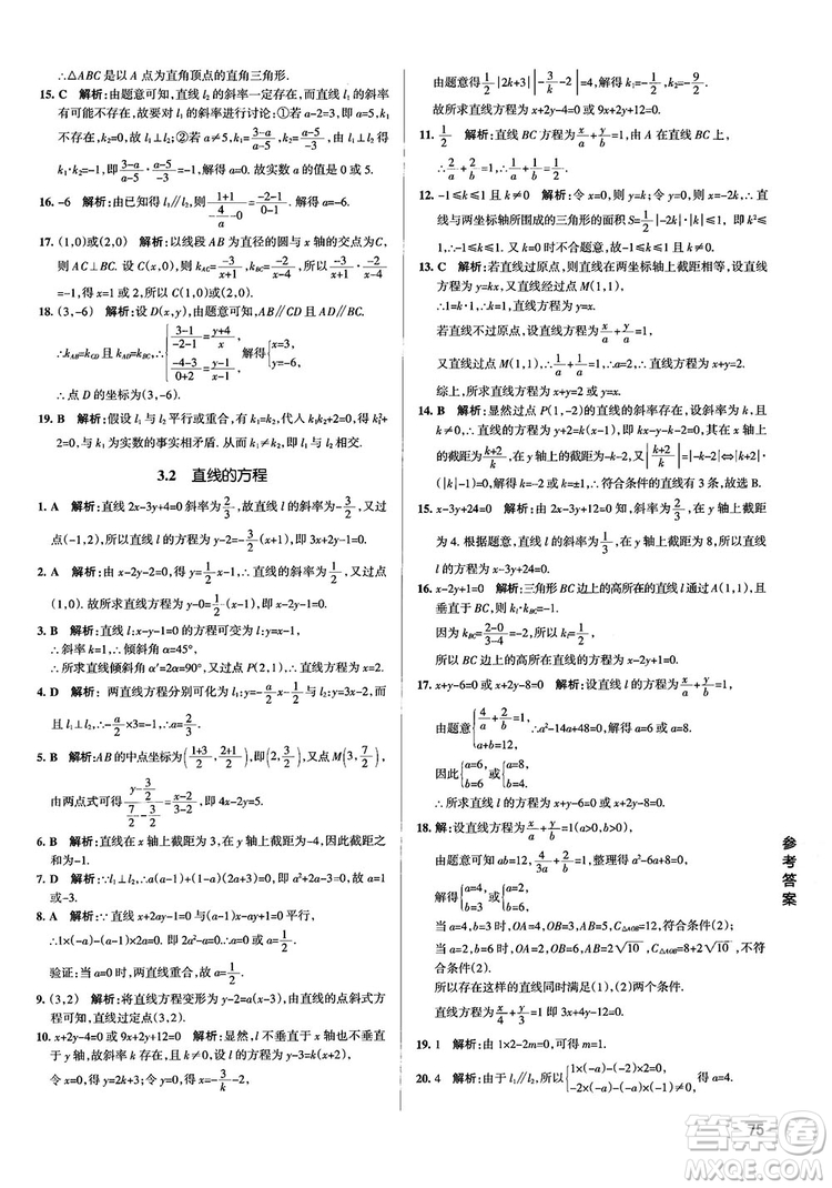 2019PASS綠卡圖書(shū)學(xué)霸錯(cuò)題筆記高中數(shù)學(xué)參考答案