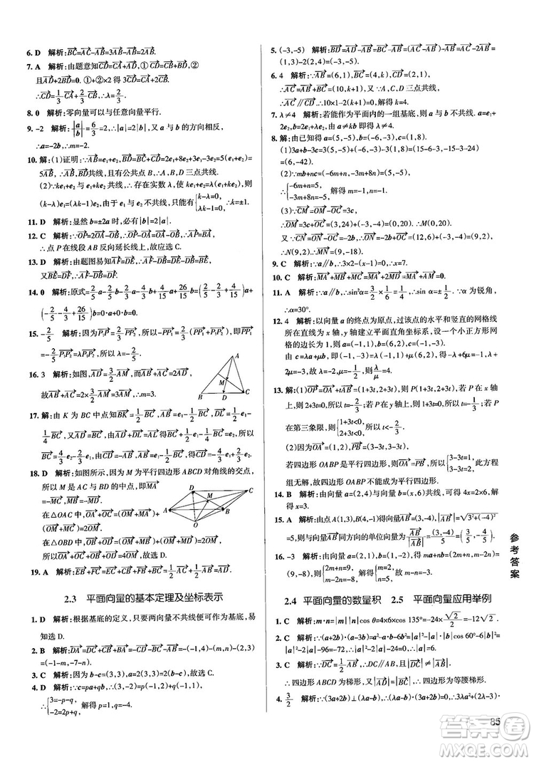 2019PASS綠卡圖書(shū)學(xué)霸錯(cuò)題筆記高中數(shù)學(xué)參考答案