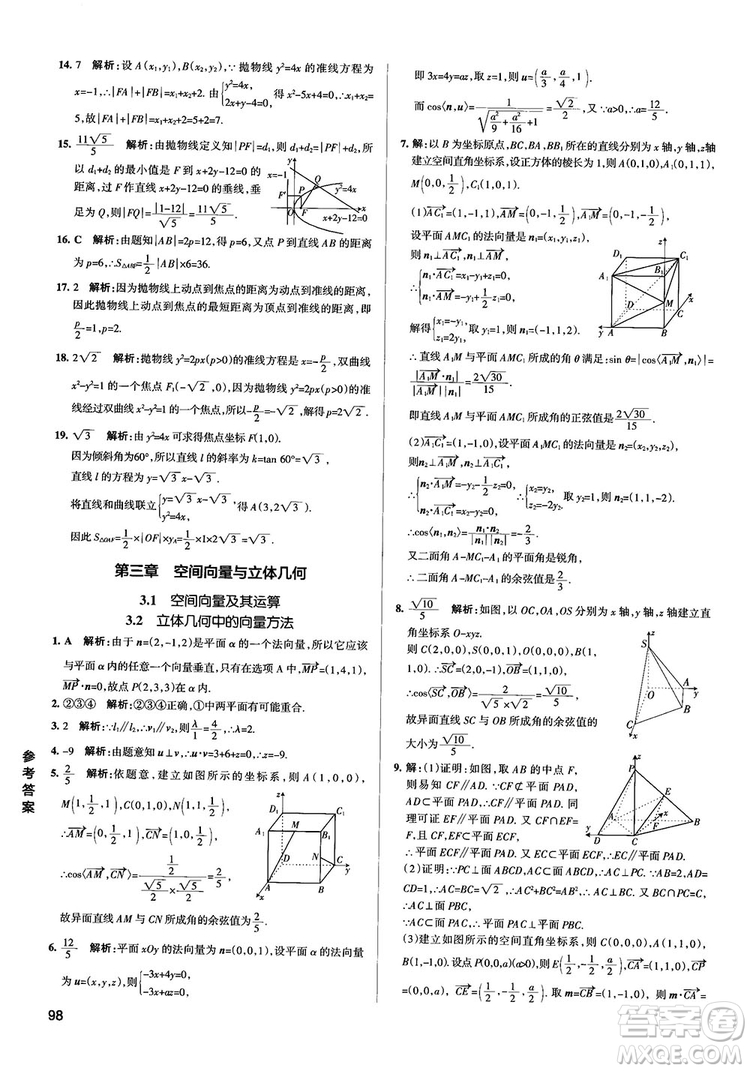 2019PASS綠卡圖書(shū)學(xué)霸錯(cuò)題筆記高中數(shù)學(xué)參考答案