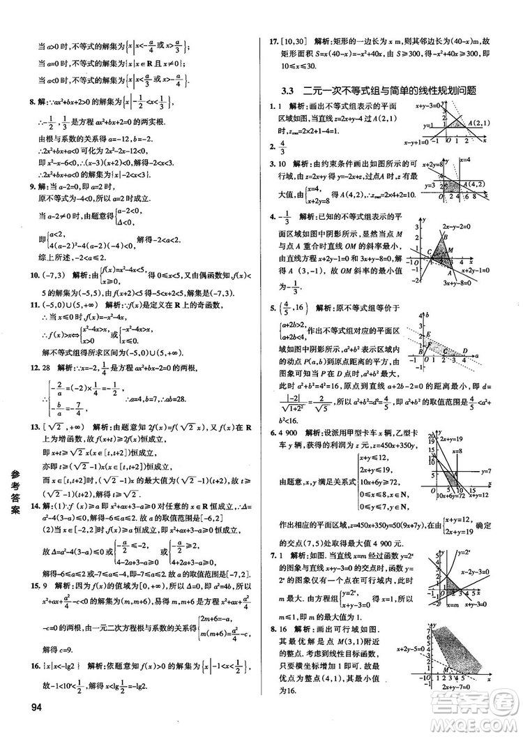 2019新版江蘇專(zhuān)用高中數(shù)學(xué)學(xué)霸錯(cuò)題筆記參考答案