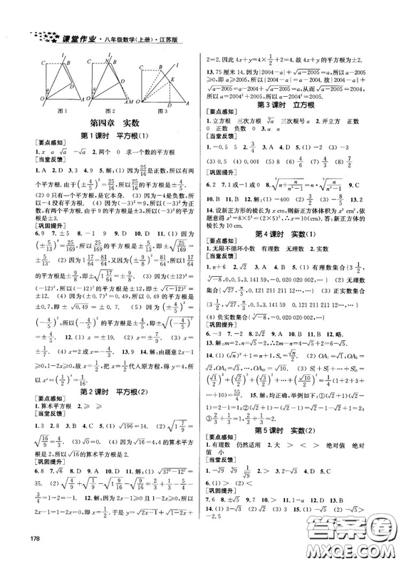 金三練2018課堂作業(yè)實驗提高訓(xùn)練八年級數(shù)學(xué)上江蘇版答案