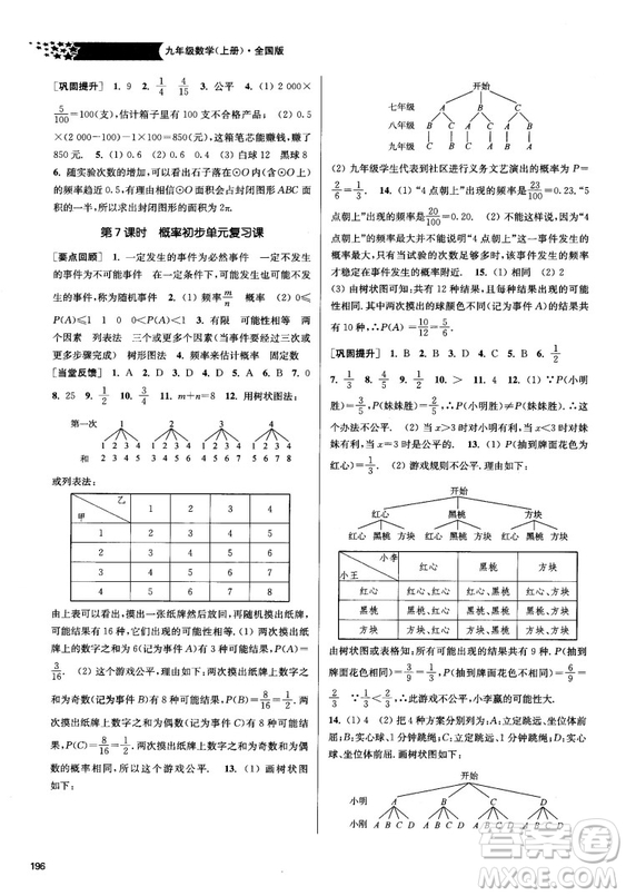 2018金三練課堂作業(yè)實驗提高訓練九年級上數(shù)學全國版答案