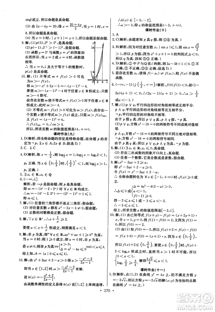 2018年長江全能學(xué)案高中數(shù)學(xué)選修2-1人教版課本練習(xí)冊參考答案