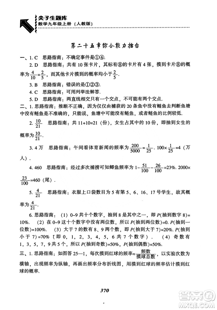2018年新版秋季尖子生題庫(kù)數(shù)學(xué)9年級(jí)上冊(cè)RJ人教版參考答案