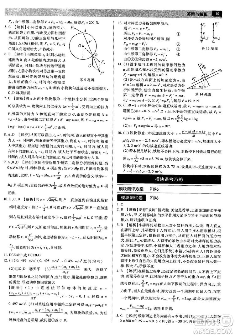 人教版2019最新教材完全解讀高中物理必修1參考答案