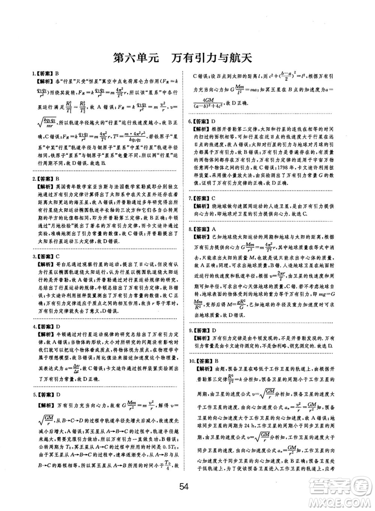 2019全國卷刷題狗高中物理參考答案