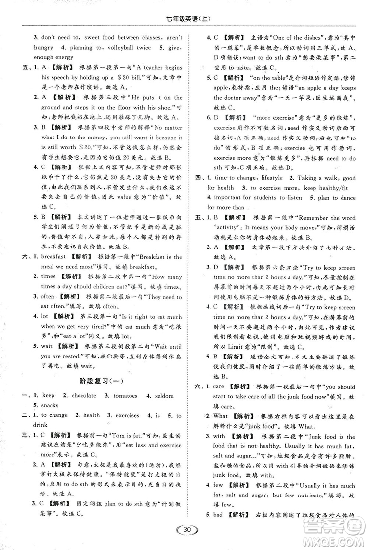 江蘇版亮點(diǎn)給力2018提優(yōu)課時(shí)作業(yè)本七年級(jí)上冊(cè)英語答案