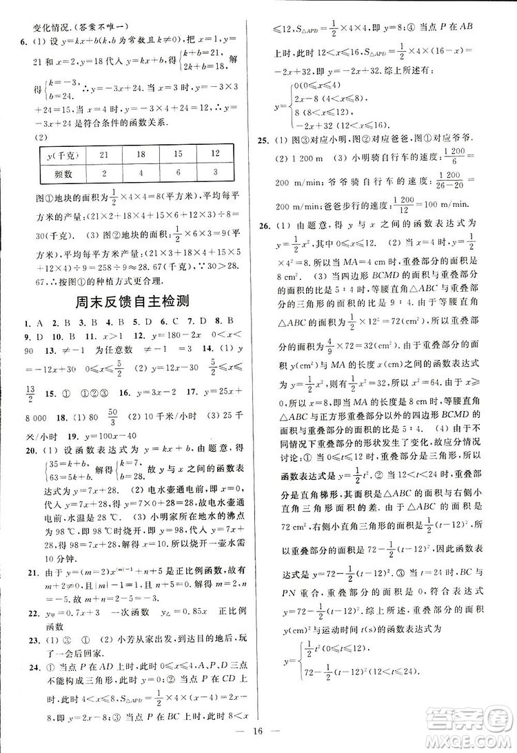 2019亮點(diǎn)給力周末優(yōu)化設(shè)計(jì)大試卷數(shù)學(xué)八年級上冊江蘇版答案