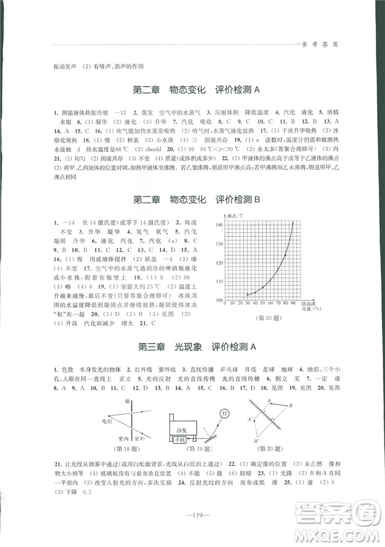 2018秋學習與評價八年級上冊物理蘇科版參考答案