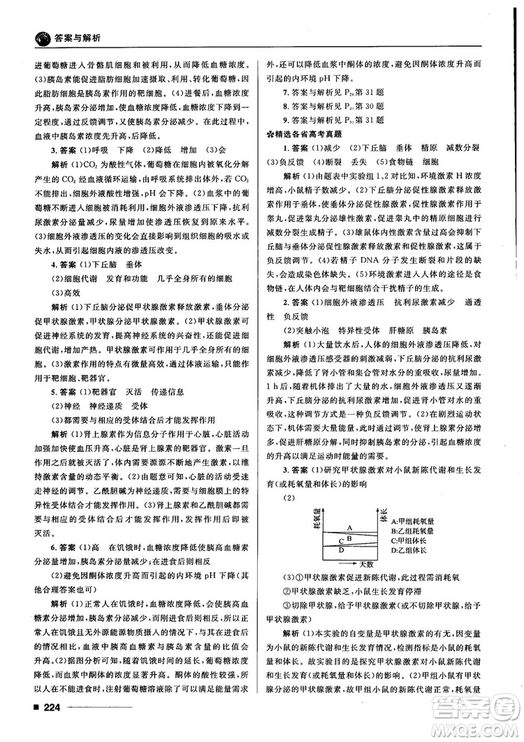 2018十年高考一年好題高考復習資料生物參考答案