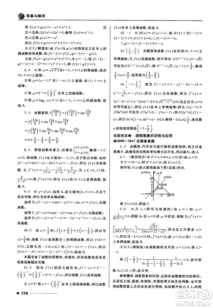 十年高考一年好題高考復習資料2018高中理數(shù)參考答案