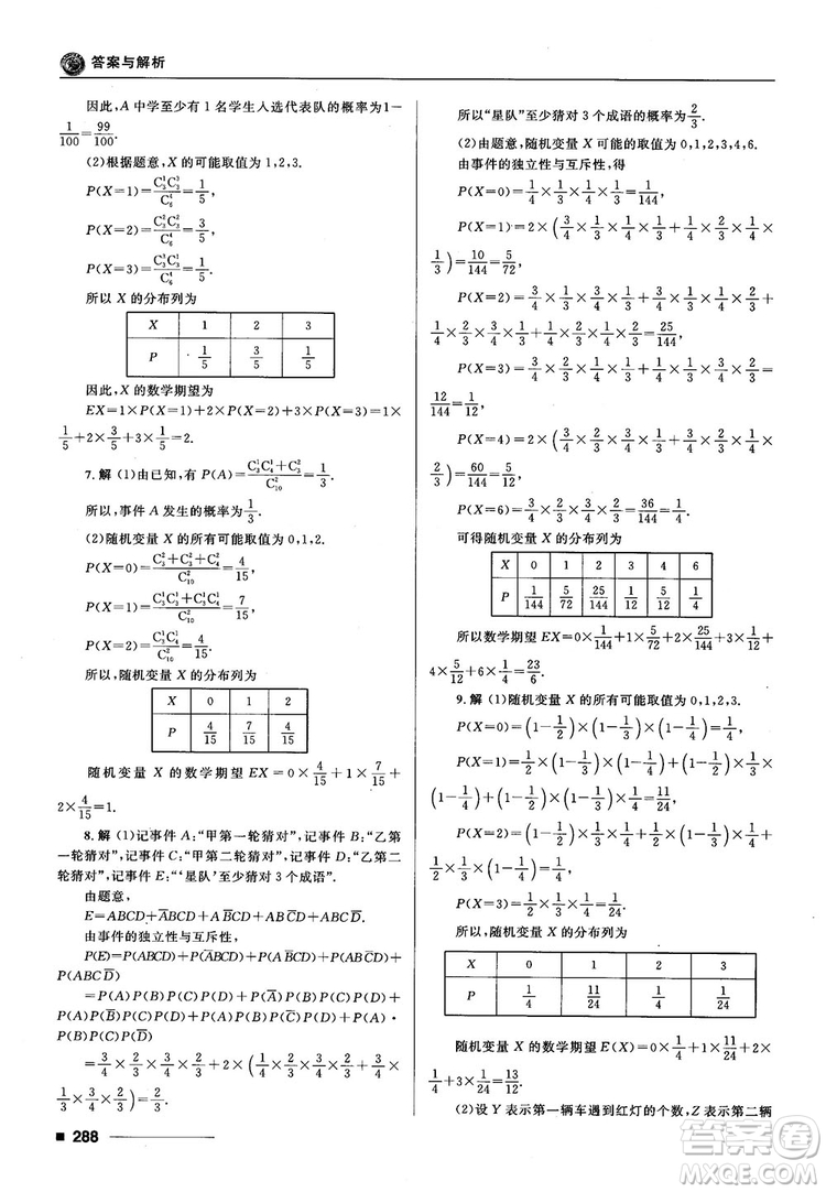 十年高考一年好題高考復習資料2018高中理數(shù)參考答案