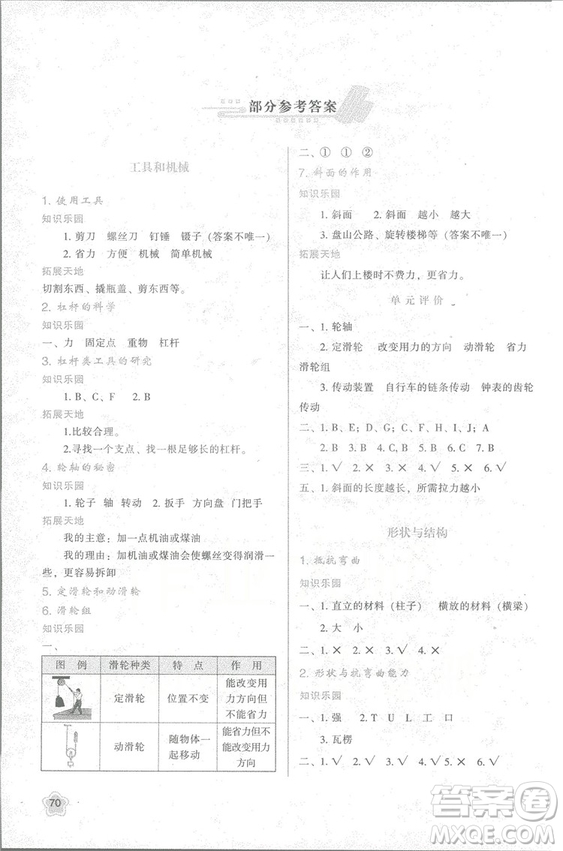 2018年新版小學(xué)生新課程學(xué)習(xí)與評價六年級科學(xué)上冊K版人教版答案
