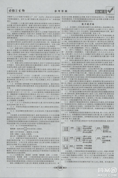 人教版2019紅對勾課課通大考卷高中生物必修1參考答案